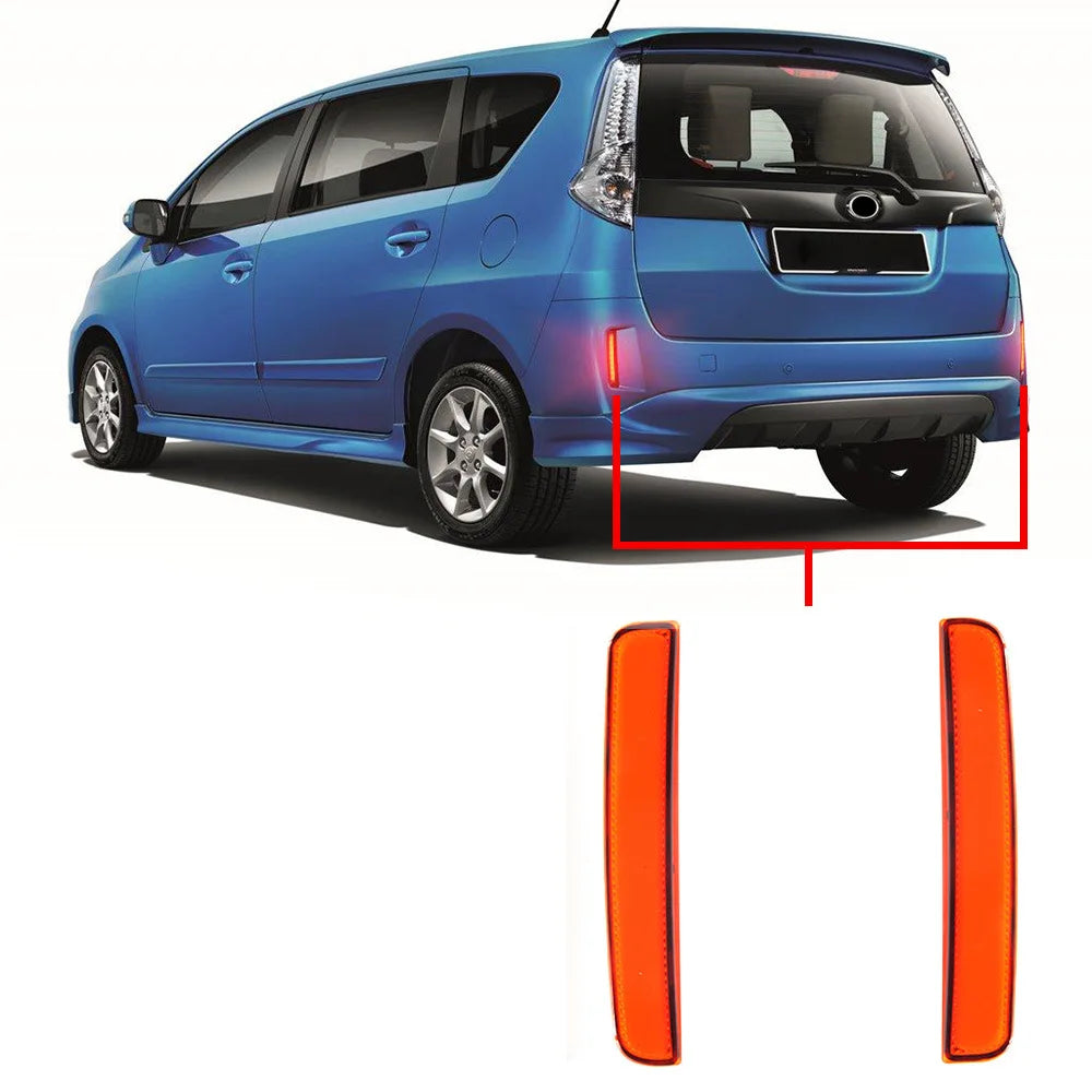 For Proton ALZA Modified Rear Bumper Light Reflector Driving Brake Light Rear Surrounding Fog Lamp DRL Daytime Running Lights — view 1