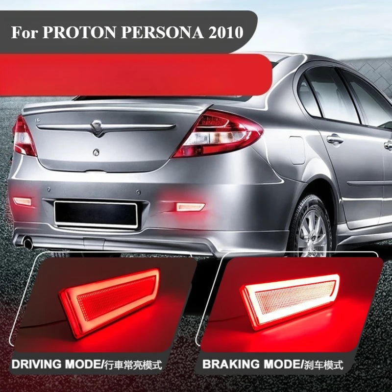 For PROTON PERSONA 2010 Malaysia Modified Local Car Rear Bumper Light Reflector Rear Surround Driving Brake Light DRL Fog Lamp — view 1