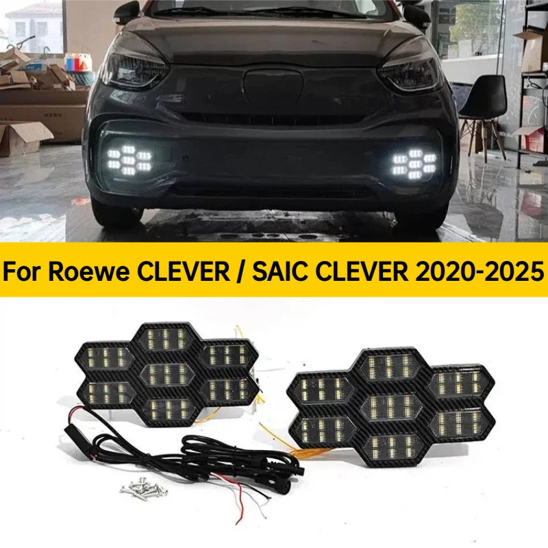 For Roewe CLEVER / SAIC CLEVER 2020-2025 Car Led Daytime Runnning Light Flowing Turn Signal Front Fog Lamp Modification Daylight — view 1