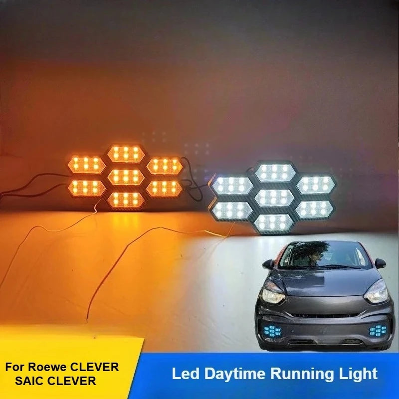 For Roewe CLEVER / SAIC CLEVER 2020-2025 Car Led Daytime Runnning Light Flowing Turn Signal Front Fog Lamp Modification Daylight — view 2