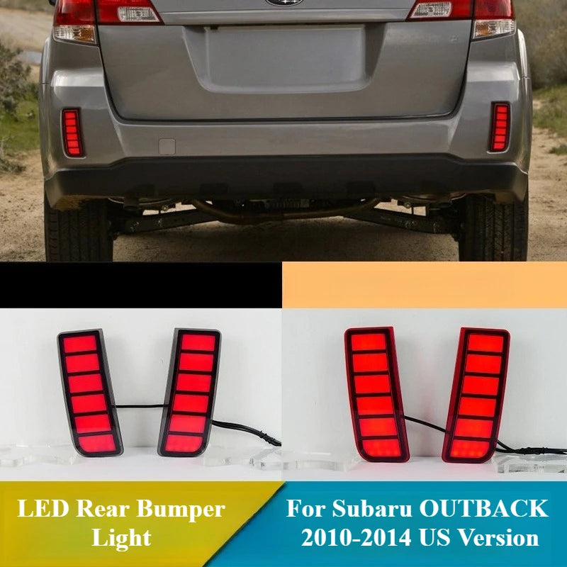 For Subaru OUTBACK 2010 2011 2012 2013 2014 US Version LED Rear Bumper Light 12V DRL Rear Fog Lamp Dynamic Turn Signal Daylight — view 1
