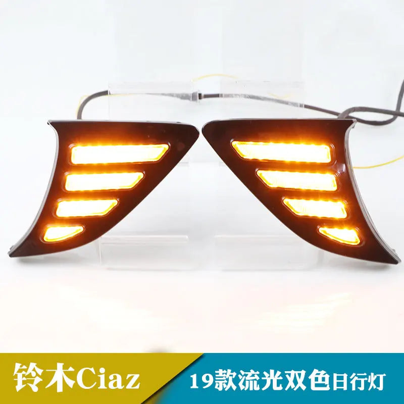 for Suzuki Ciaz 2019 Car Led Daytime Running Light DRL Yellow Streamer Turn Signal Front Fog Light Modified 12V White Daylights — view 4