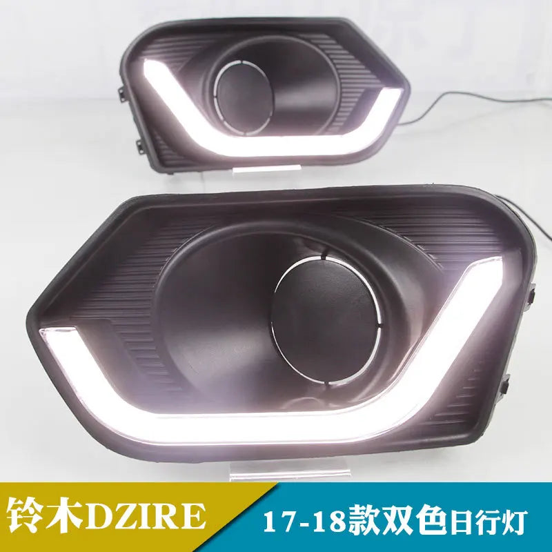 For Suzuki DZIRE 2017 2018 Car Led Daytime Running Light DRL Yellow Turn Signal Front Fog Light Modification 12V Daylights — view 3