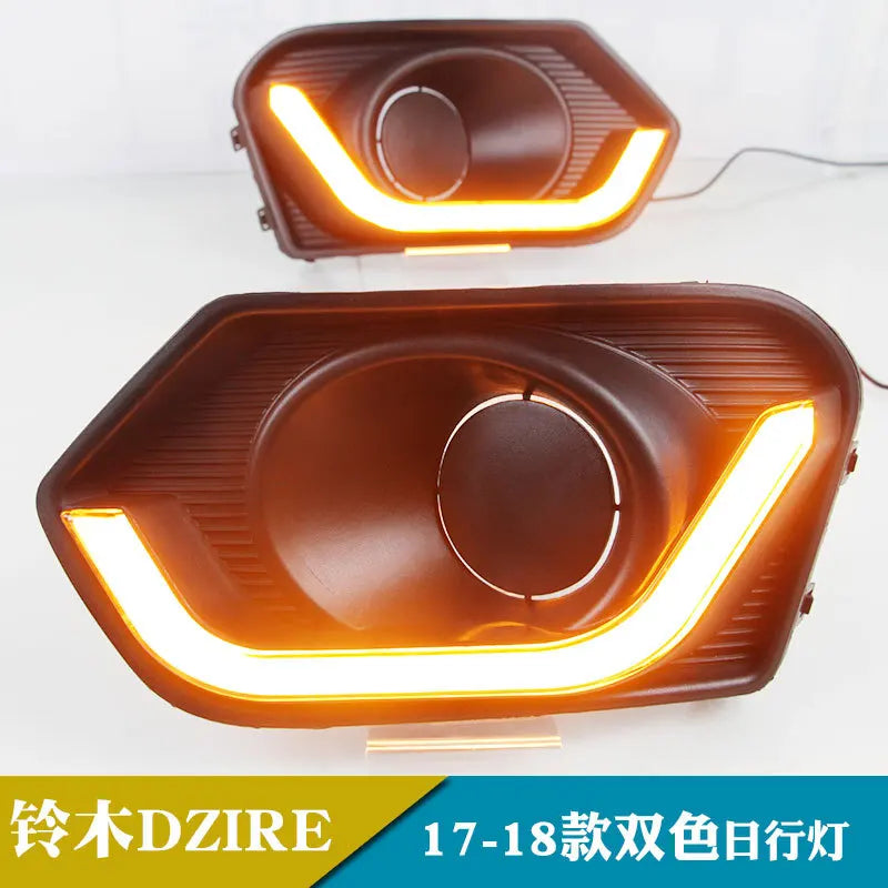 For Suzuki DZIRE 2017 2018 Car Led Daytime Running Light DRL Yellow Turn Signal Front Fog Light Modification 12V Daylights — view 4
