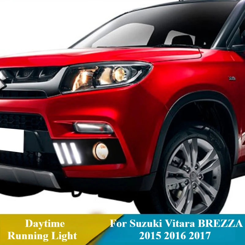 For Suzuki Vitara BREZZA 2015 2016 2017 Car Led Daytime Running Light Yellow Steering Modified Front Fog Lamp DRL 12V Daylights — view 2