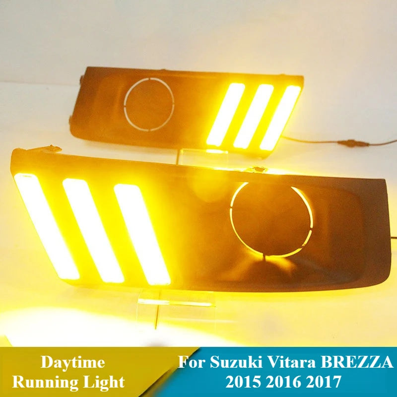 For Suzuki Vitara BREZZA 2015 2016 2017 Car Led Daytime Running Light Yellow Steering Modified Front Fog Lamp DRL 12V Daylights — view 3