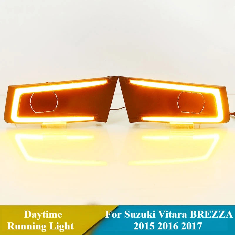 For Suzuki Vitara BREZZA 2015 2016 2017 Car Led Daytime Running Light Yellow Steering Modified Front Fog Lamp DRL 12V Daylights — view 6