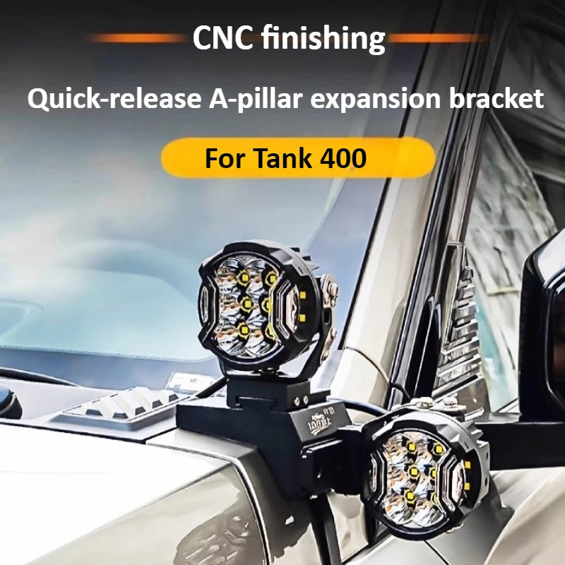 For Tank 400 Car A Pillar Spotlight Bracket Front Engine Hood Quick Release Dual Guide Rail Expansion Stand Lamp Holder Base — view 3