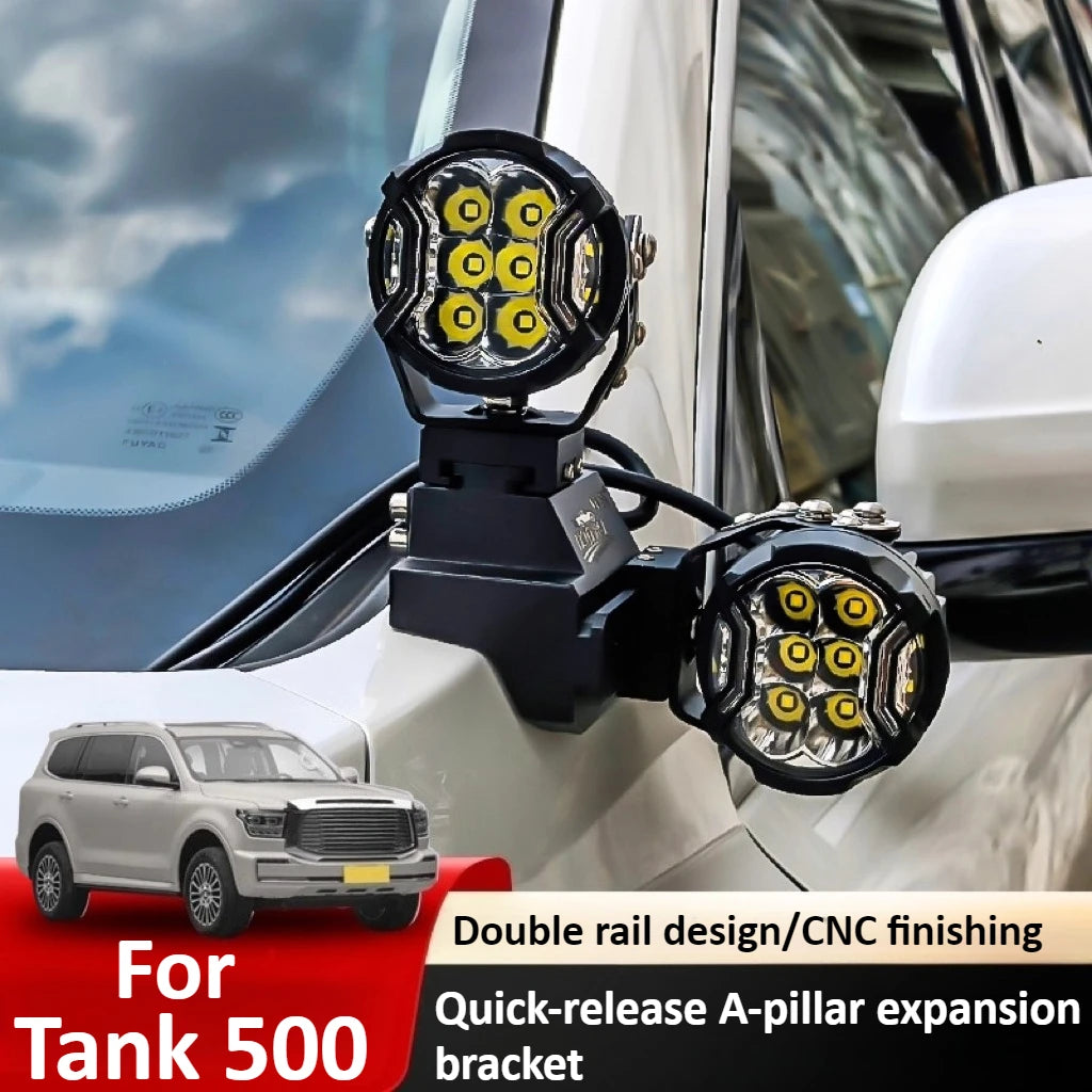 For Tank 500 Car A Pillar Led Spotlight Bracket Front Engine Hood Quick Release Dual Guide Rail Expansion Stand Accessories — view 3