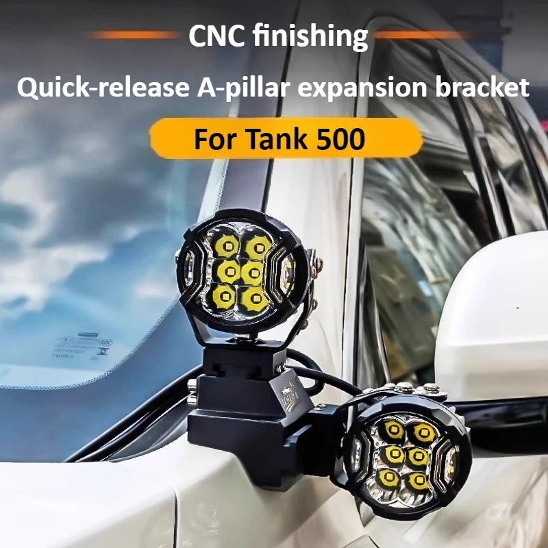 For Tank 500 Car A Pillar Led Spotlight Bracket Front Engine Hood Quick Release Dual Guide Rail Expansion Stand Accessories — view 4