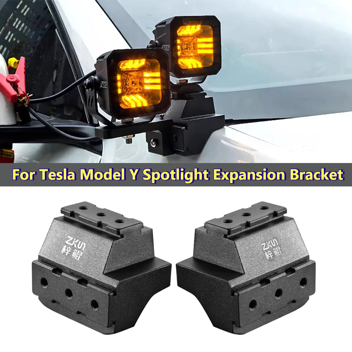For Tesla Model Y Car A-Pillar Dual Light Quick-Release Bracket Modified Front Hood LED Spotlight Expansion Bracket Accessories — view 1