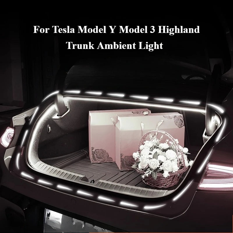 For Tesla Model Y Model 3 Refreshed Version 12V Car Trunk Ambient Light Strip Waterproof Flexible DIY Rear Trunk Silicone Light — view 2
