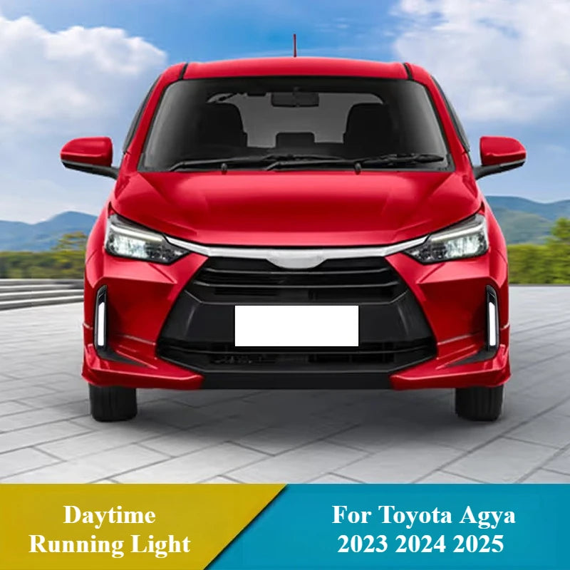 For Toyota Agya 2023 2024 2025 LED Daytime Running Light Driving Front Fog Lamp DRL Dynamic Turn Signal Night Blue 12V Daylight — view 2
