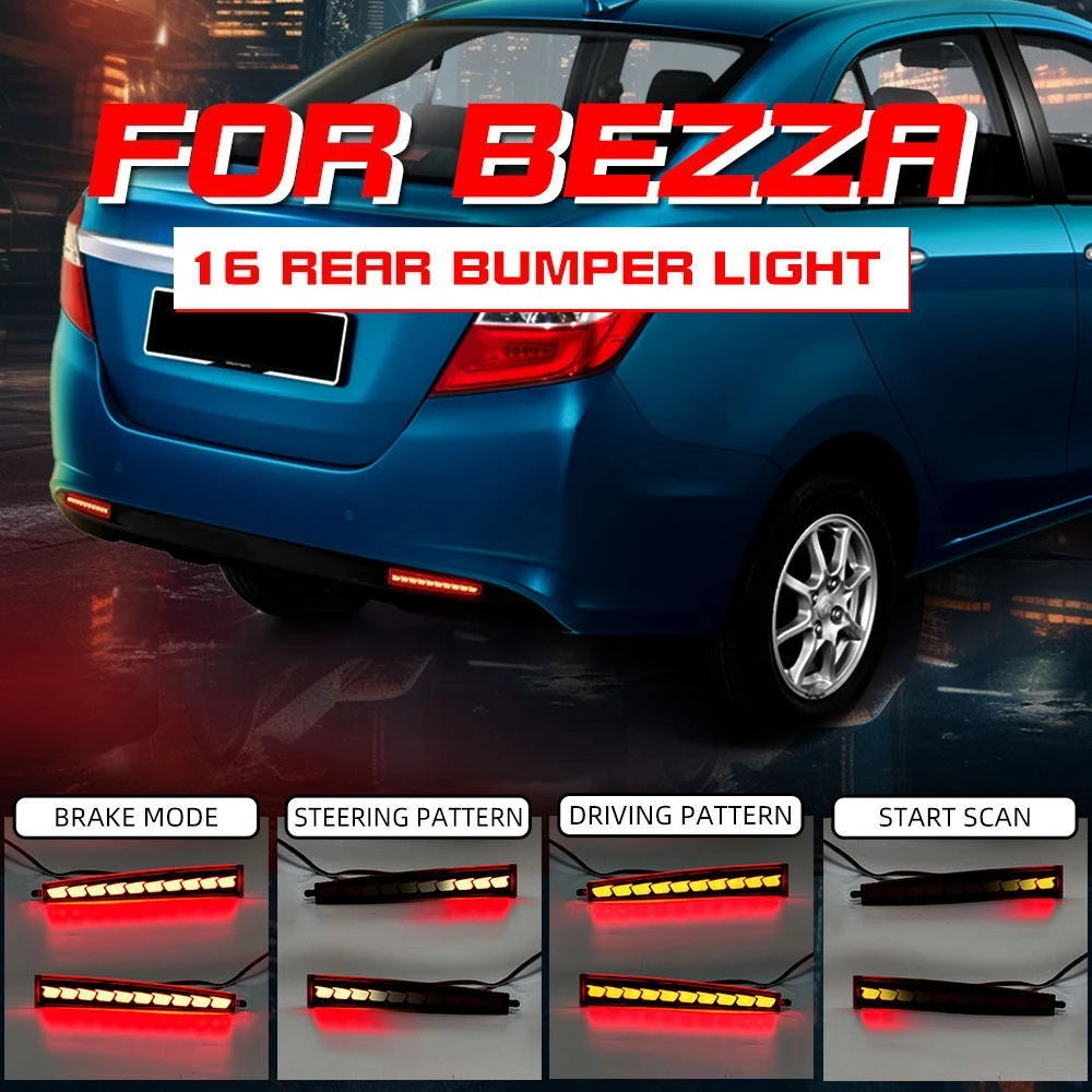 For Toyota BEZZA 2016 2Pcs Car Rear Bumper Light Reflector Driving Brake Lights Dynamic Turn Signal Rear Fog Lamp Accessories — view 1