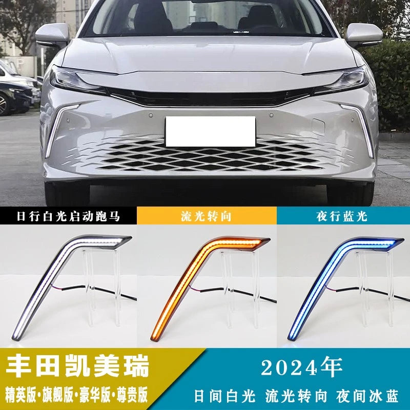 For Toyota Camry 2024 Car Led Daytime Running Lights DRL Dynamic Turn Signals Front Fog Lights Modified Night Blue 12V Daylights — view 3