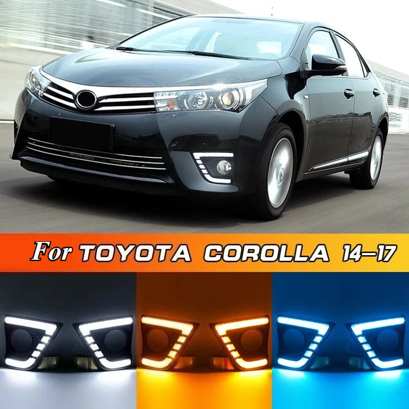 For Toyota Corolla 2014-2017 Car Led Daytime Running Lights Front Bumper Fog Lamp Modified DRL Driving Turn Signal Lamp Daylight — view 1