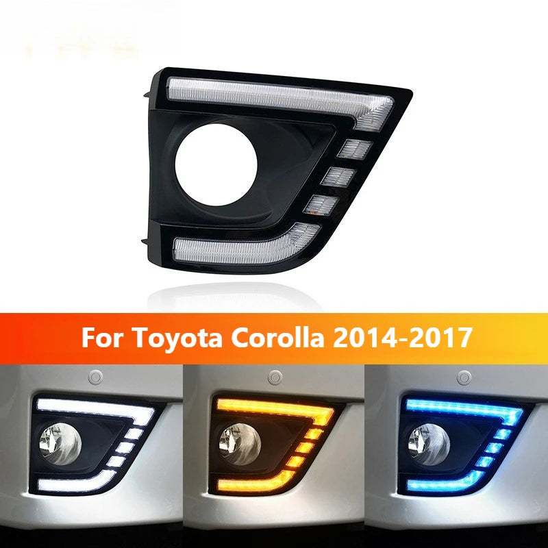 For Toyota Corolla 2014-2017 Car Led Daytime Running Lights Front Bumper Fog Lamp Modified DRL Driving Turn Signal Lamp Daylight — view 2