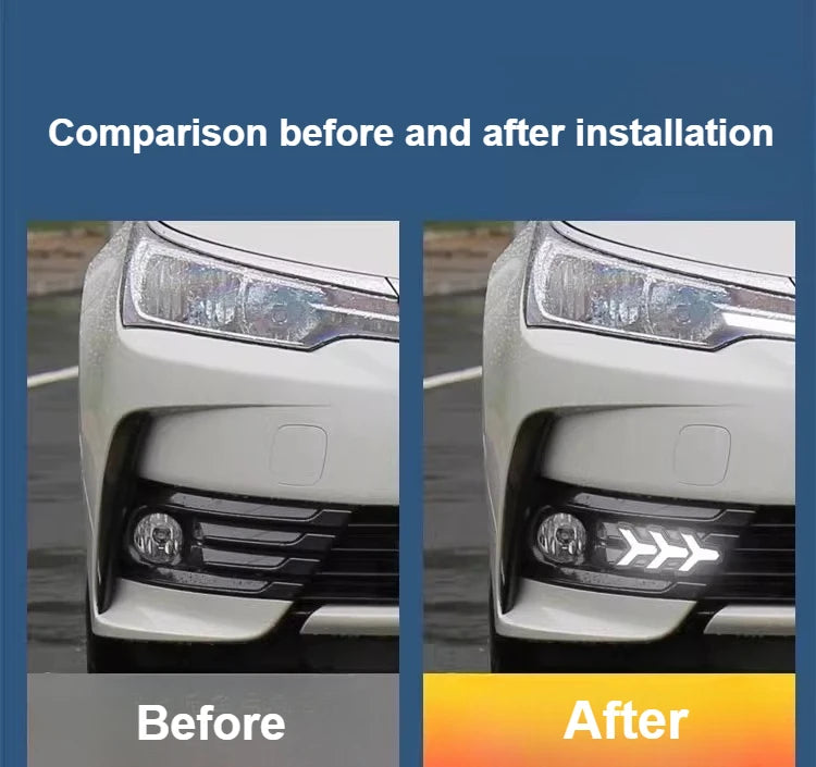 For Toyota Corolla 2017-2018 Car Led Daytime Running Light Front Fog Lamp Yellow Dynamic Turn Signal DRL 12V Daylight Night Blue — view 4