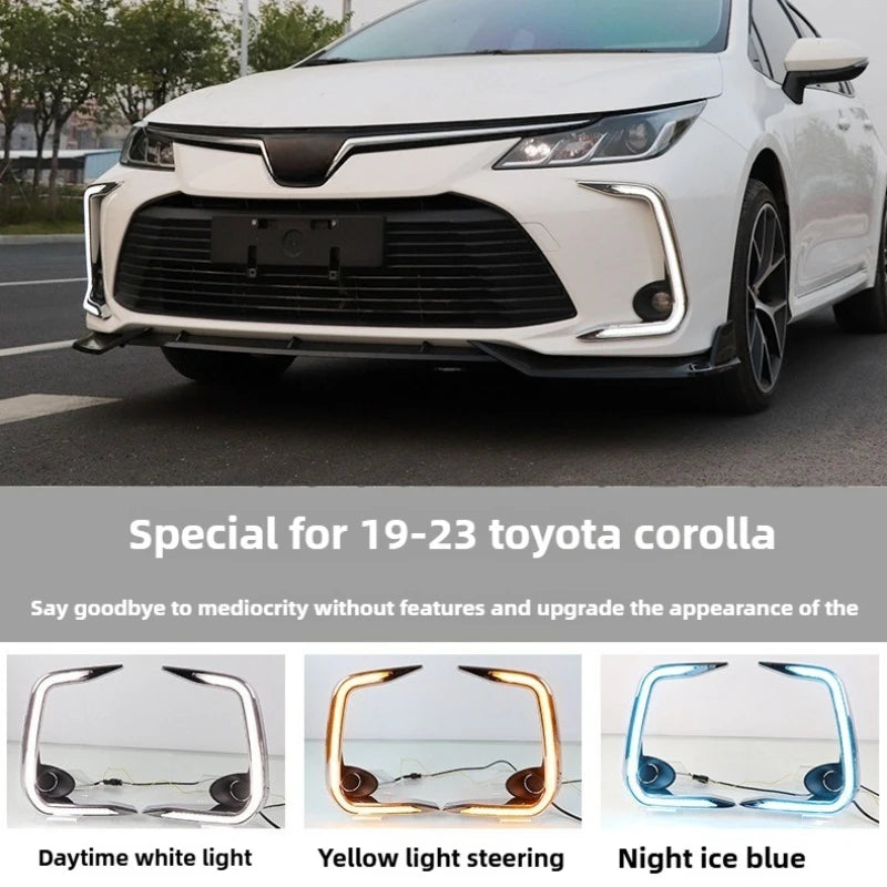 For Toyota Corolla 2019-2023 Car LED Daytime Running Light DRL Yellow Turn Signal 12V Front Fog Lamp Decoration Bumper Lights — view 2