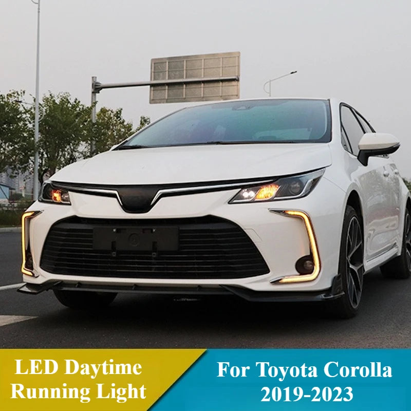 For Toyota Corolla 2019-2023 Car LED Daytime Running Light DRL Yellow Turn Signal 12V Front Fog Lamp Decoration Bumper Lights — view 3