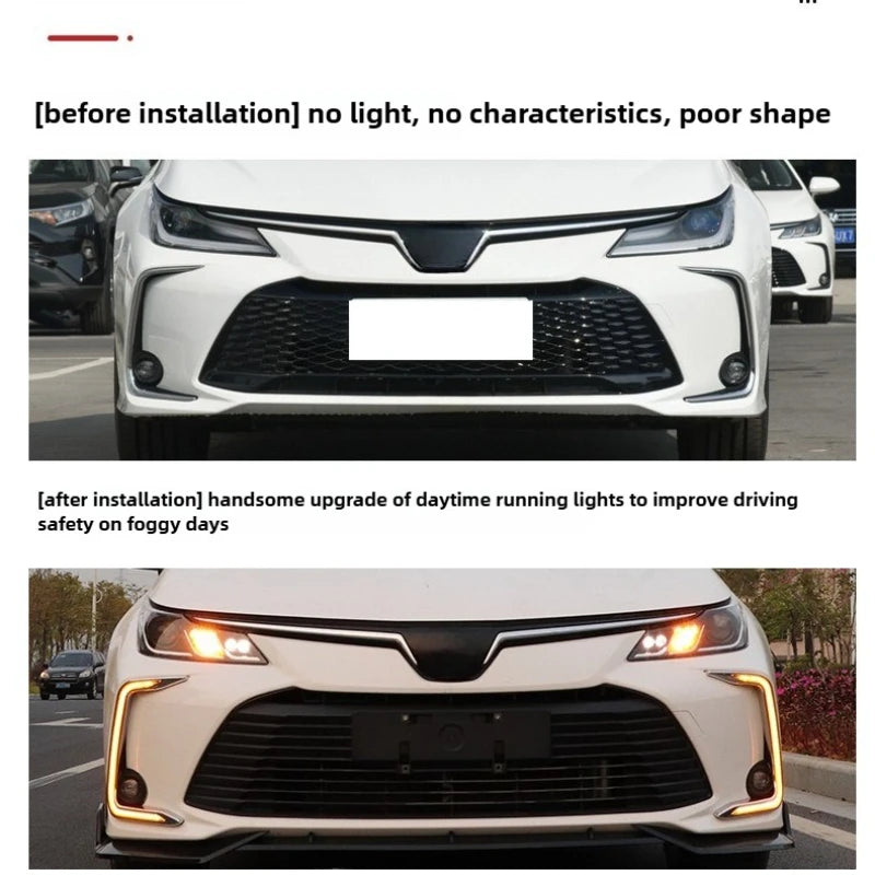 For Toyota Corolla 2019-2023 Car LED Daytime Running Light DRL Yellow Turn Signal 12V Front Fog Lamp Decoration Bumper Lights — view 6