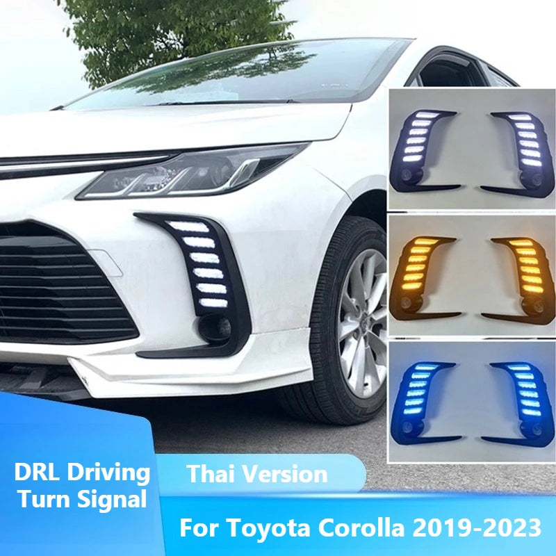 For Toyota Corolla 2019-2023 Thai Version Car Led Daytime Running Light Front Fog Lamp Modified DRL Driving Turn Signal Daylight — view 1