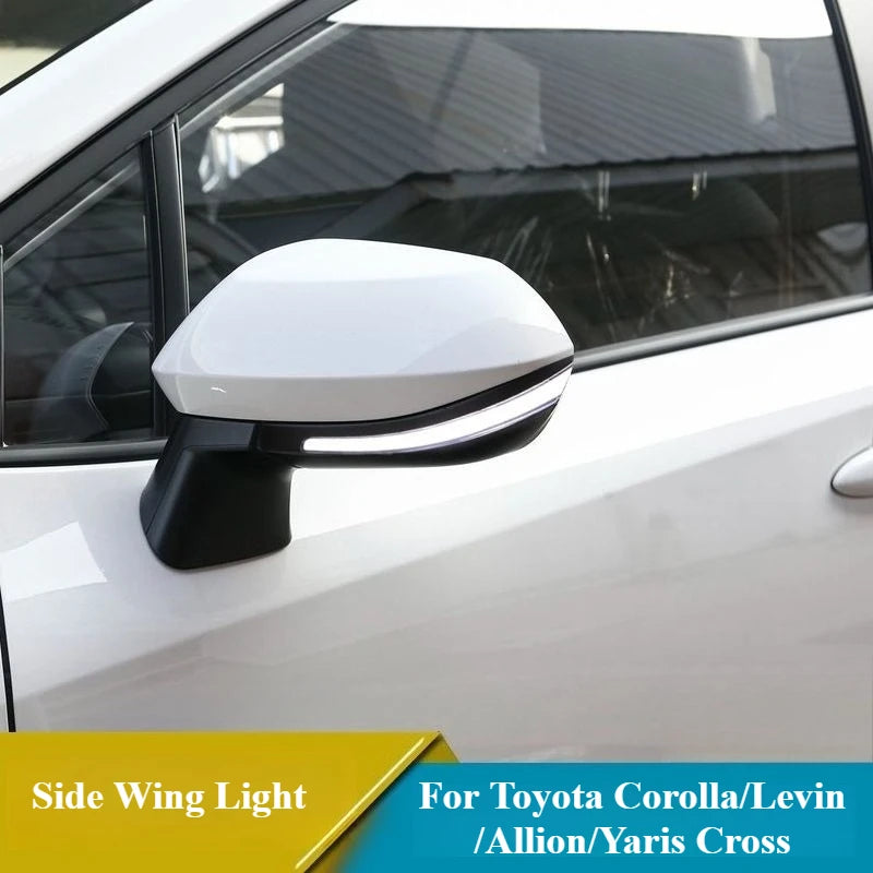 For Toyota Corolla/Levin/Allion/Yaris Cross 2019-2022 2pcs Car Rearview Mirror Cover Side Wing Lights DRL Dynamic Turn Signal — view 2
