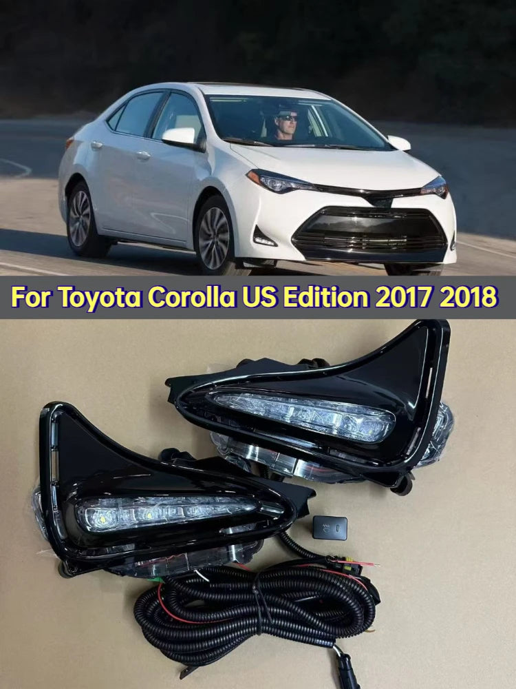 For Toyota Corolla US Edition 2017 2018 Car LED Daytime Running Front Bumper Fog Light Assembly DRL Driving Light Daylights — view 1