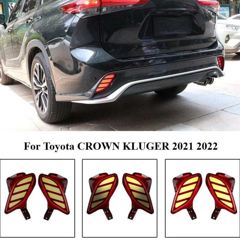 For Toyota CROWN KLUGER 2021 2022 LED Rear Bumper Light Rear Fog Lamp Driving Brake Lights DRL Dynamic Turn Signal Warning Lamp — view 1