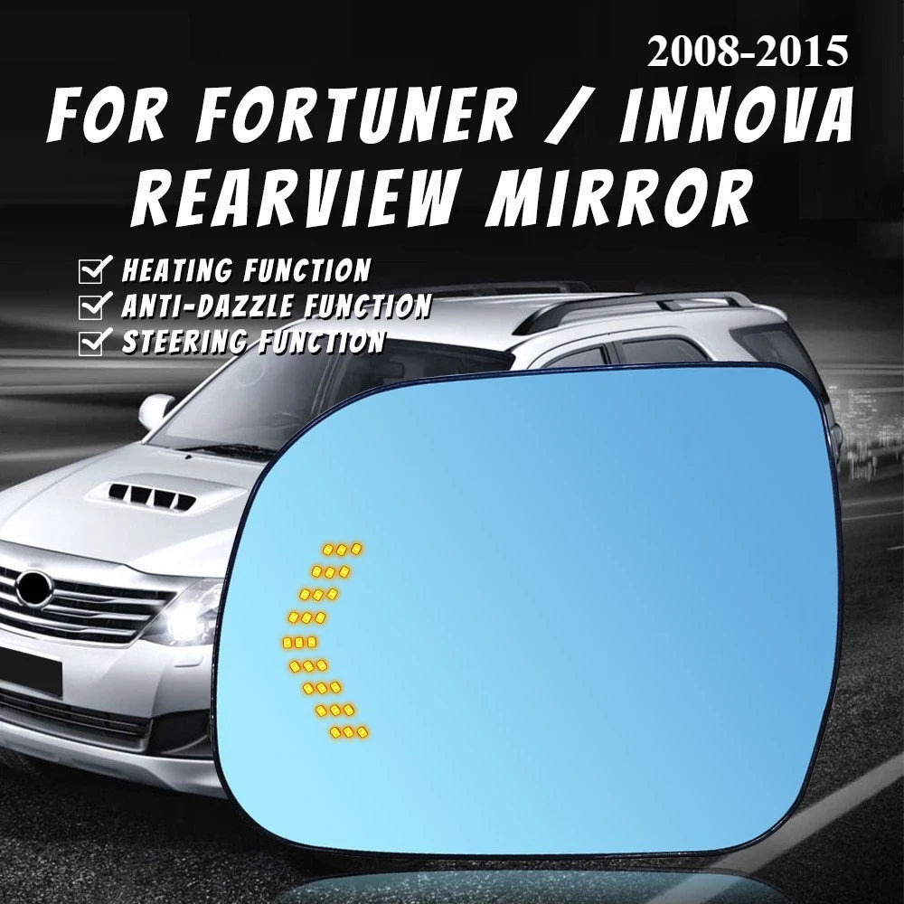 For Toyota FORTUNER INNOVA 2008-2015 Car Rearview Mirror Heating Wide Angle Dynamic Turn Signal Anti-glare Blue Reversing Mirror — view 1