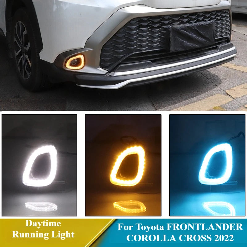 For Toyota FRONTLANDER COROLLA CROSS 2022 Led Daytime Running Light DRL Dynamic Turn Signal Front Bumper Fog Lamp Accessories — view 1