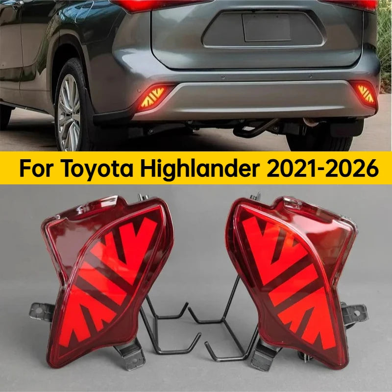 For Toyota Highlander 2021-2026 Car Rear Bumper Light Reflector LED Driving Brake Warning Light Turn Signal Navigation Light — view 1