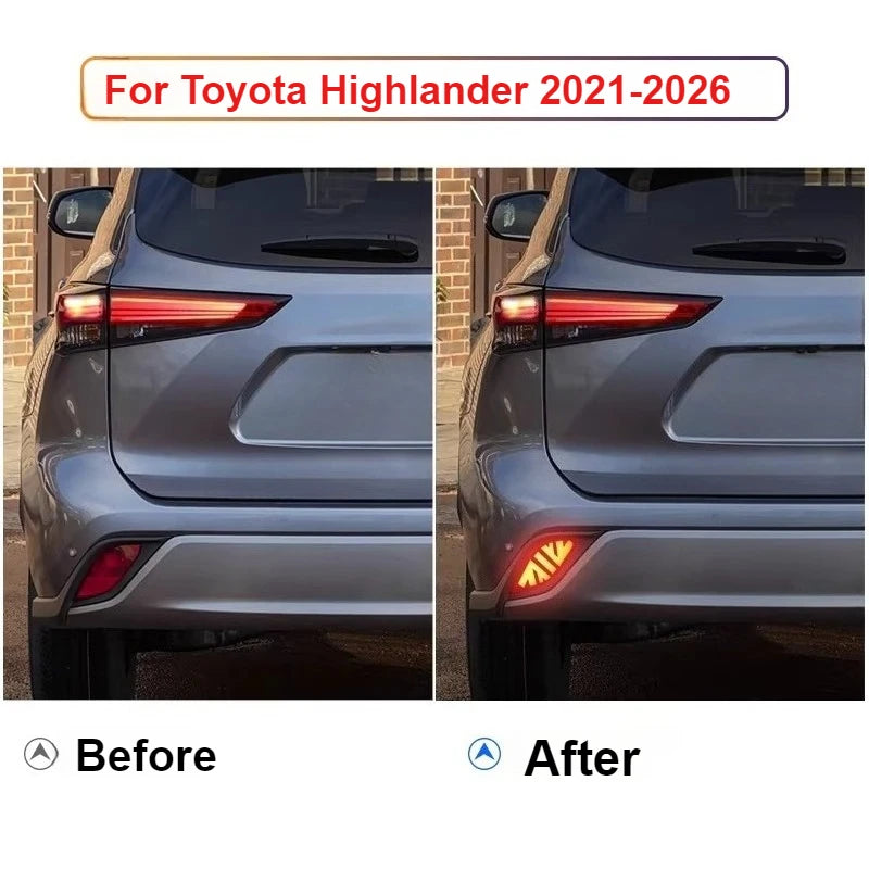For Toyota Highlander 2021-2026 Car Rear Bumper Light Reflector LED Driving Brake Warning Light Turn Signal Navigation Light — view 2