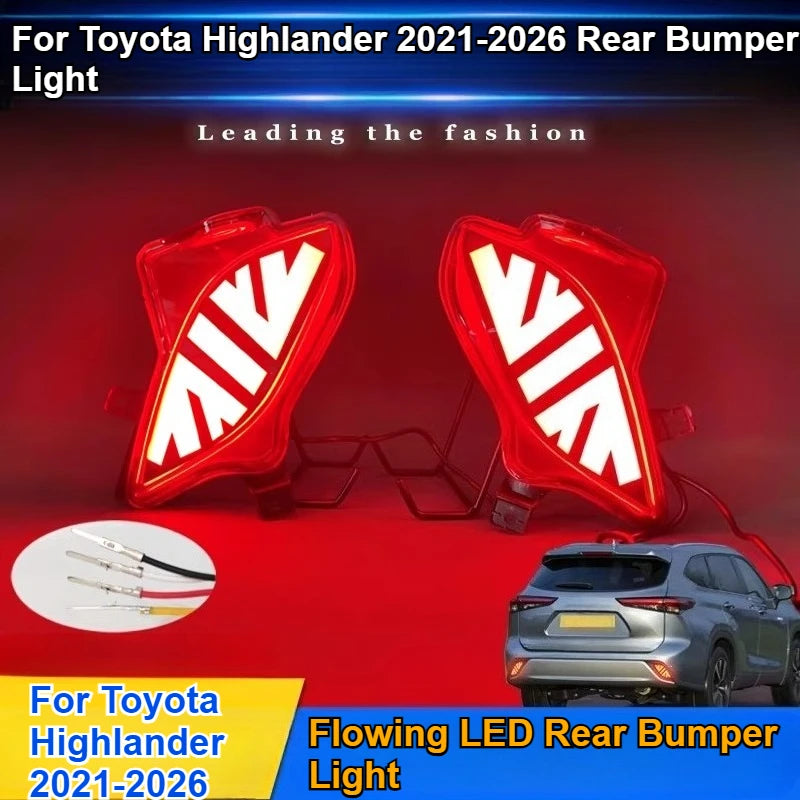 For Toyota Highlander 2021-2026 Car Rear Bumper Light Reflector LED Driving Brake Warning Light Turn Signal Navigation Light — view 4