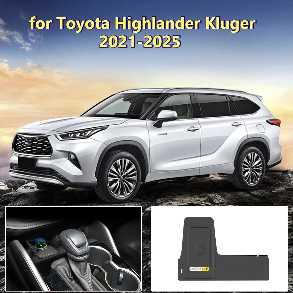 for Toyota Highlander 4 Kluger 2021-2025 Car Wireless Charger Center Console Q-I/Magnetic Version Fast Charging Pad Phone Holder — view 1