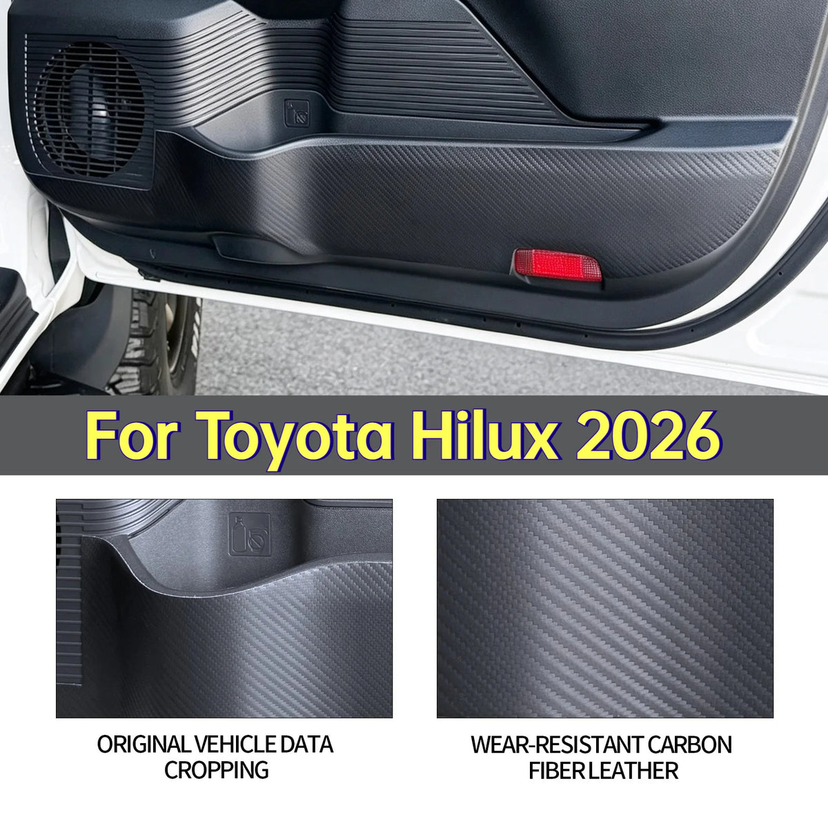 For Toyota Hilux 2026 Car Door Anti-Kick Mat Sticker Leather Car Door Panel Anti-Dirty Protection Pad Car Interior Accessories — view 1