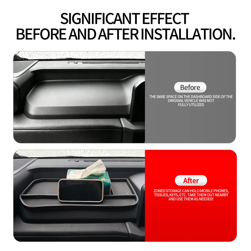 For Toyota Land Cruiser FJ 2026 Car Co-pilot Instrument Storage Tray Passenger Side Dashboard Organizer Box Anti-Slip Pad — view 3