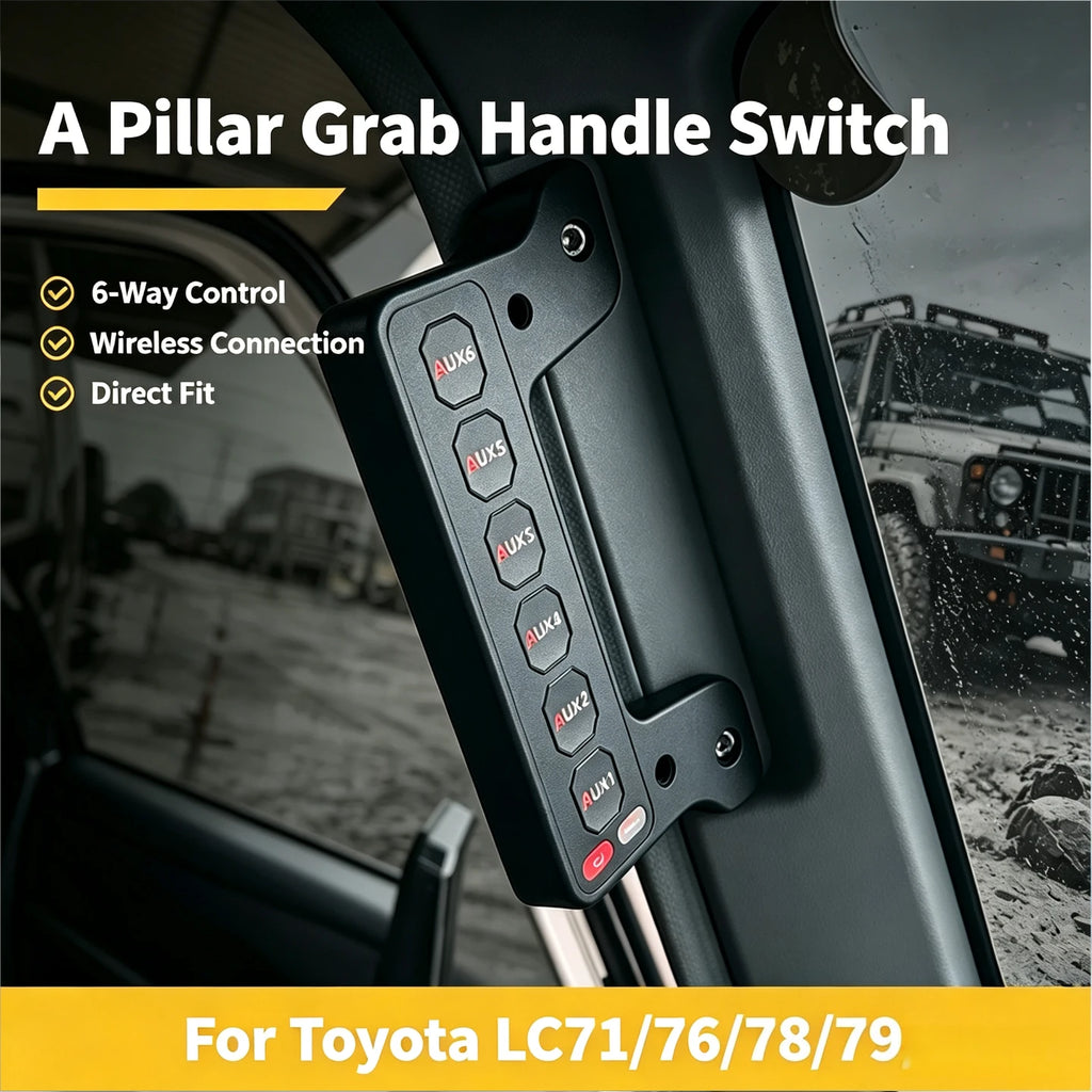 For Toyota LC71 LC76 LC78 LC79 Car A Pillar 6-ways Integrated Handle Switch Wireless Remote Led Spotlight Switch Accessories — view 1
