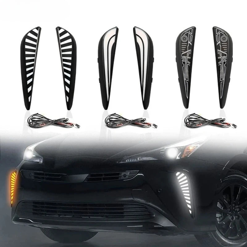 For Toyota Prius 40 Series 2019 2020 2021 Car Led Daytime Running Light Dynamic Turn Signal Front Fog Lamp Modification Daylight — view 1
