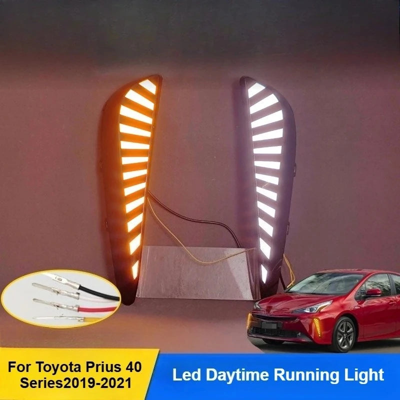 For Toyota Prius 40 Series 2019 2020 2021 Car Led Daytime Running Light Dynamic Turn Signal Front Fog Lamp Modification Daylight — view 2