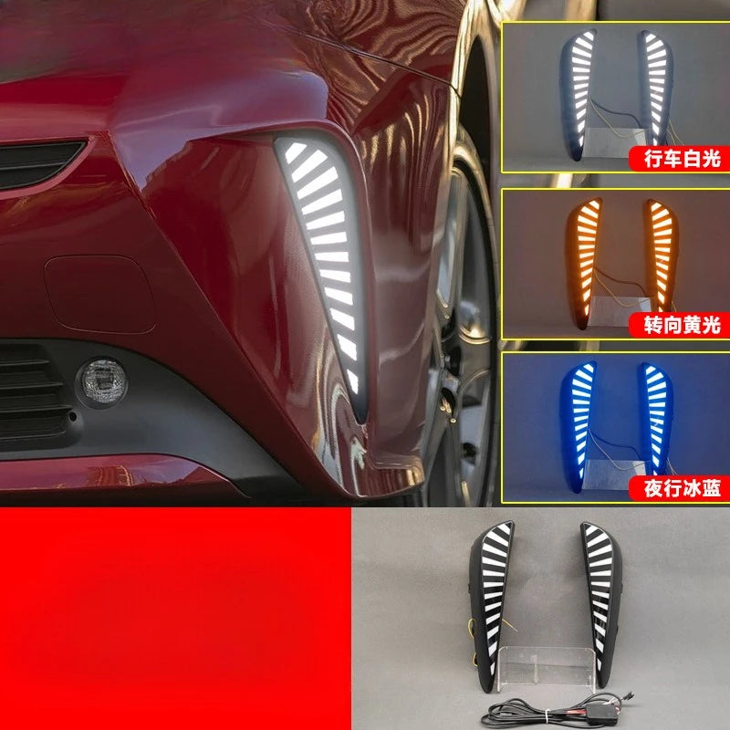 For Toyota Prius 40 Series 2019 2020 2021 Car Led Daytime Running Light Dynamic Turn Signal Front Fog Lamp Modification Daylight — view 4
