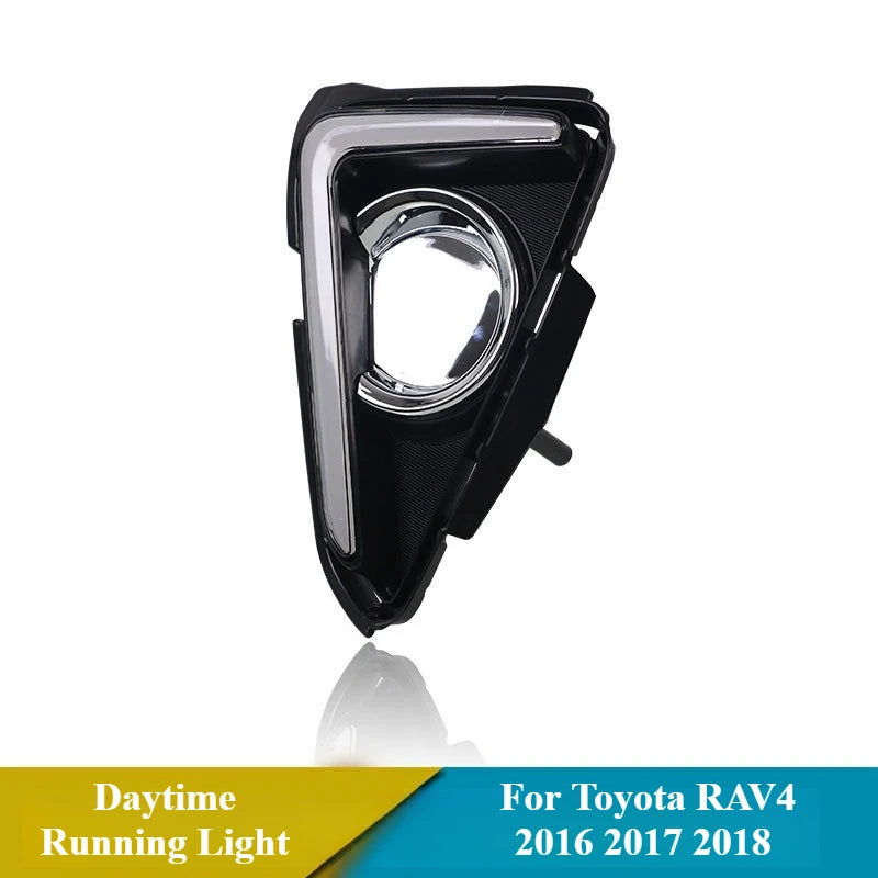 For Toyota RAV4 2016 2017 2018 Car Daytime Running Light LED with Yellow Light Turn Signal Front Bumper Fog Light 12V Daylights — view 5