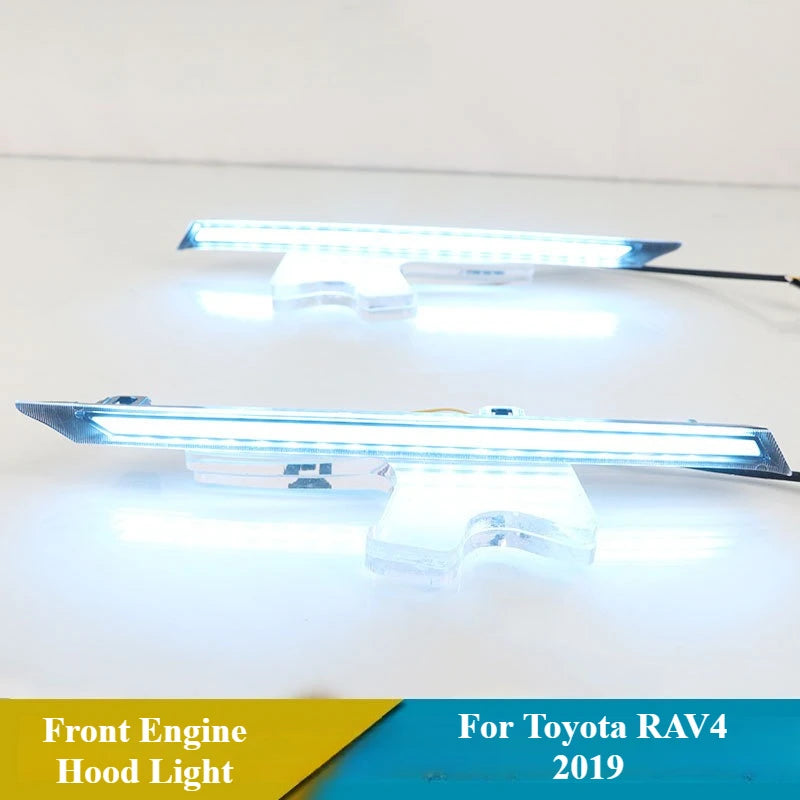 For Toyota RAV4 2019 Car Front Engine Hood Light DRL Streamer Turn Signal Daytime Running Light Modified Front Grille Fog Light — view 4