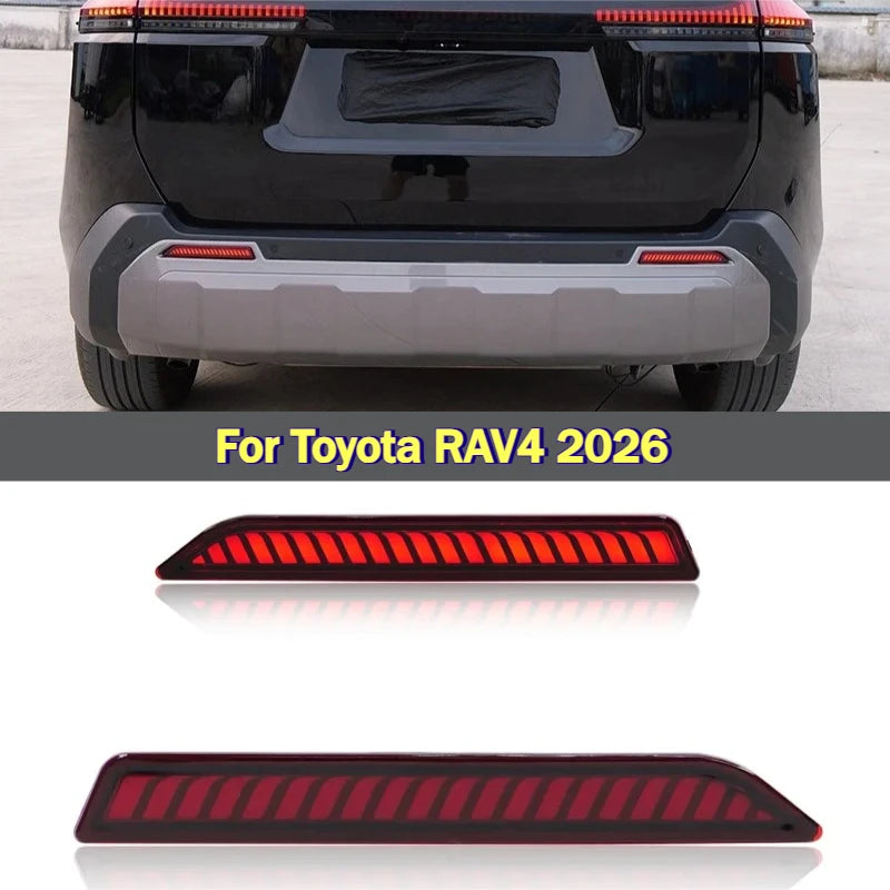 For Toyota RAV4 2026 Car Led Rear Bumper Light Reflector DRL Dynamic Turn Signal Driving Brake Light Rear Fog Lamp Modification — view 1