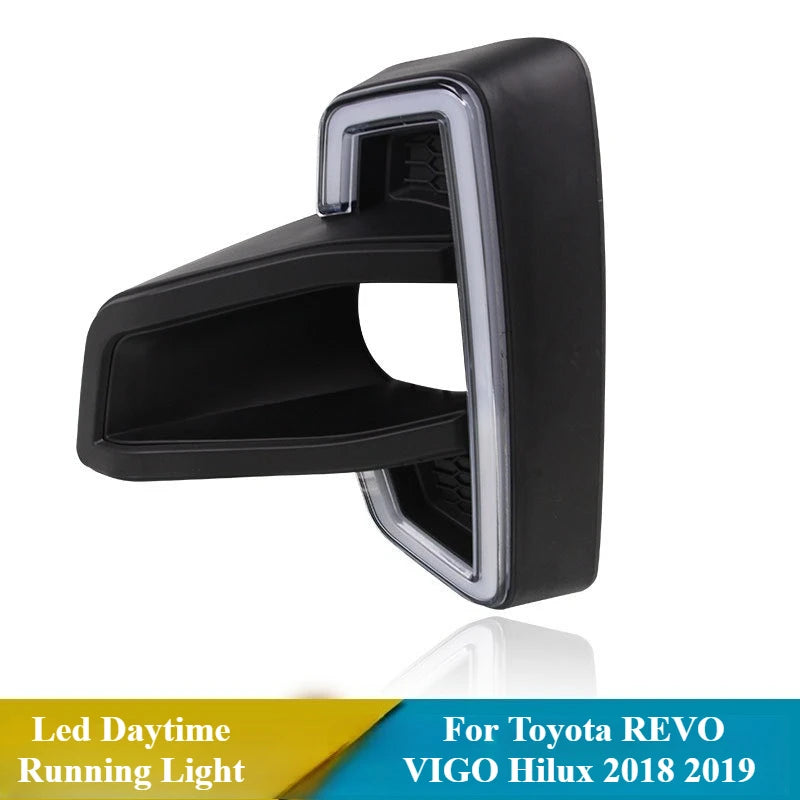 For Toyota REVO VIGO Hilux 2018 2019 Car Led Daytime Running Light Yellow Light Turn Signal Front Bumper Fog Lamp DRL Daylights — view 5