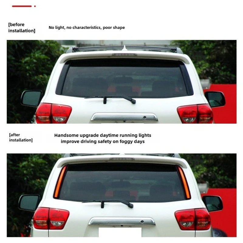 For Toyota Sequoia 2007-2021 LED Rear Pillar Tail Light Braking Running Lights DRL w/ Dynamic Turn Signal Rear Bumper Fog Lamp — view 5