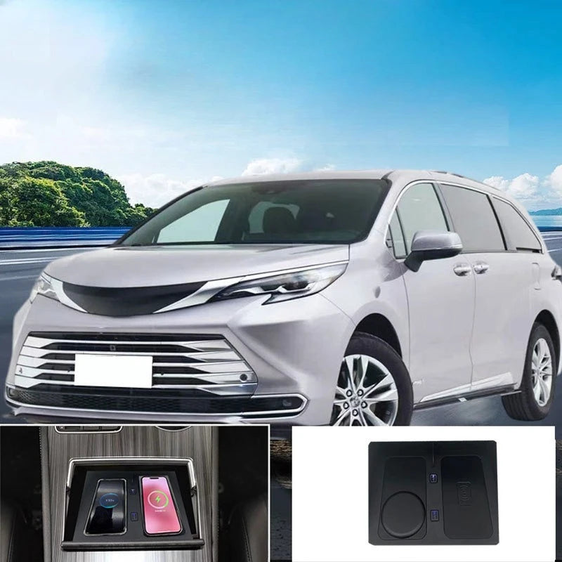 For Toyota Sienna 2022 2023 2024 Car Wireless Charger Center Console 15W Double Fast Charging Pad Mobile Phone Holder Accessorie — view 2