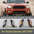 For Toyota Tacoma 2011-2015 Car LED Daytime Running Light White Daylights with Dynamic Turn Signal DRL Fog Light Assembly — view 1