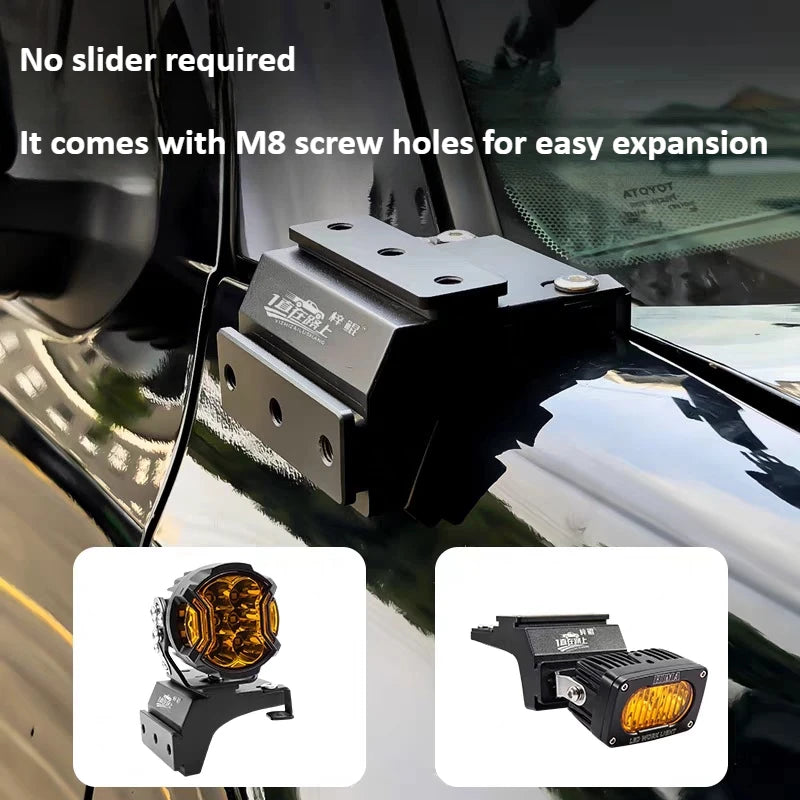 For Toyota Tacoma 2016-2024 2025 A Pillar Led Spotlight Bracket Front Hood Quick Release Off-road Dual Light Expansion Stand — view 4