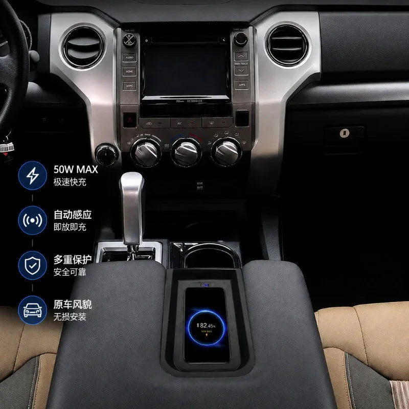 For Toyota Tundra 2014-2021 2nd Generation Car Center Console Fast Charger Modified Wireless Onboard Car Charging Pad Accessory — view 3